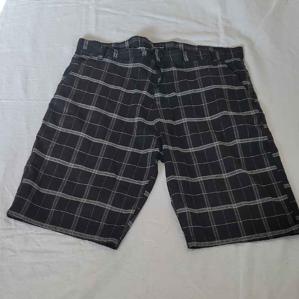 Black and White Flat Front Shorts with Classic Design